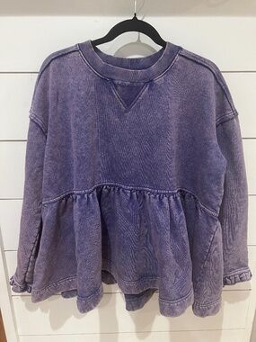 Free People Purple Peplum Sweater